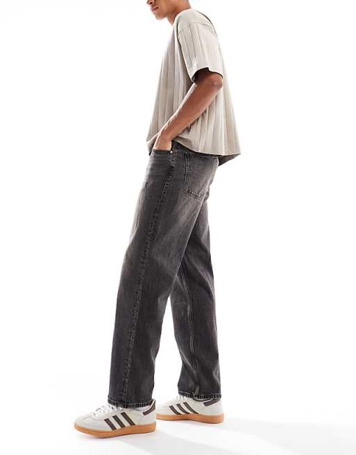 DESIGN Straight Fit Jeans With Yellow Tint In Washed Black