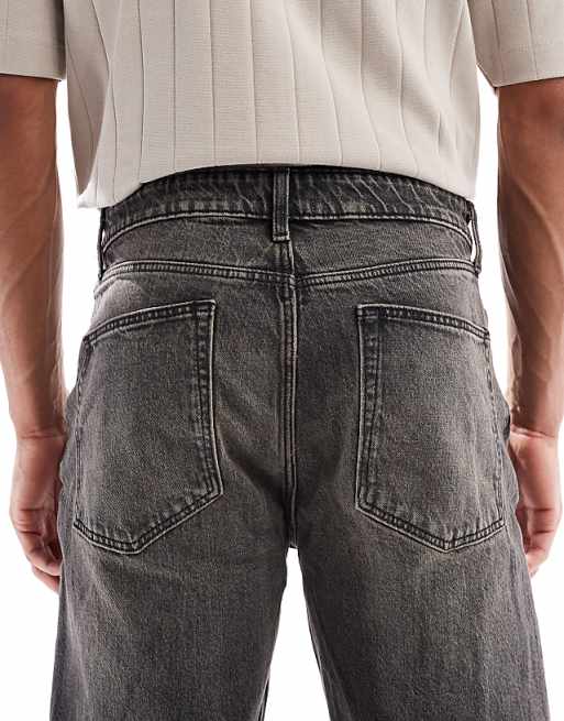 DESIGN Straight Fit Jeans With Yellow Tint In Washed Black