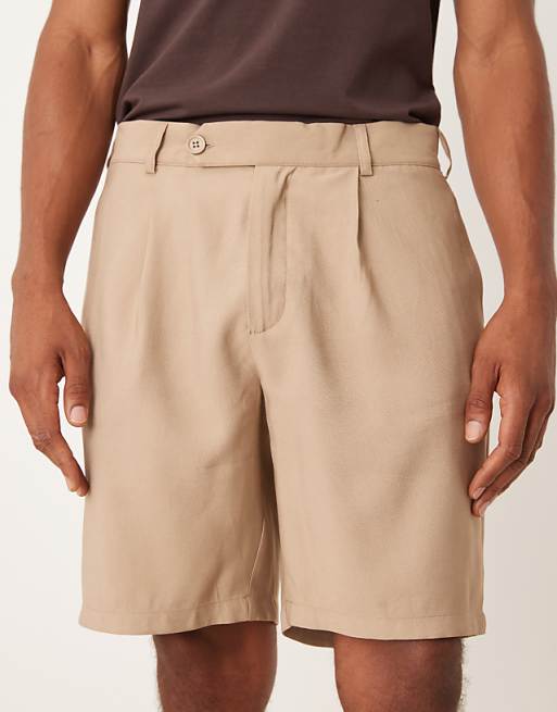 DESIGN Straight Fit Linen Look Chino Short In Stone