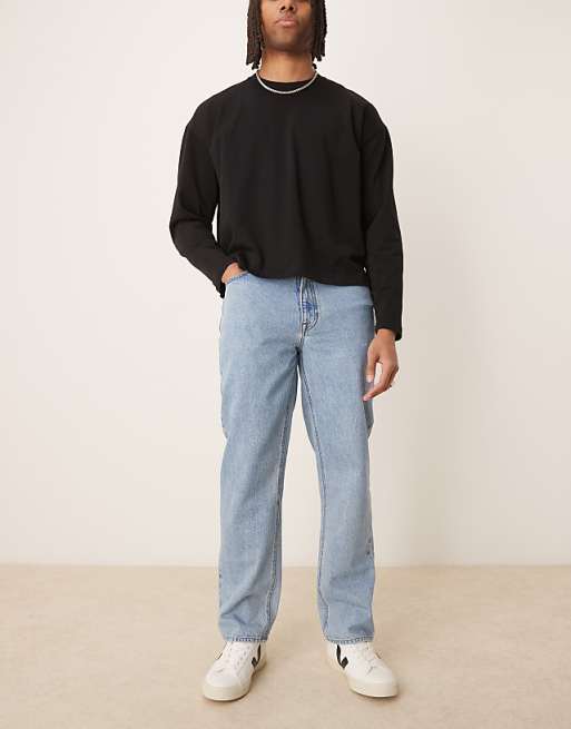 DESIGN straight jean in light wash blue