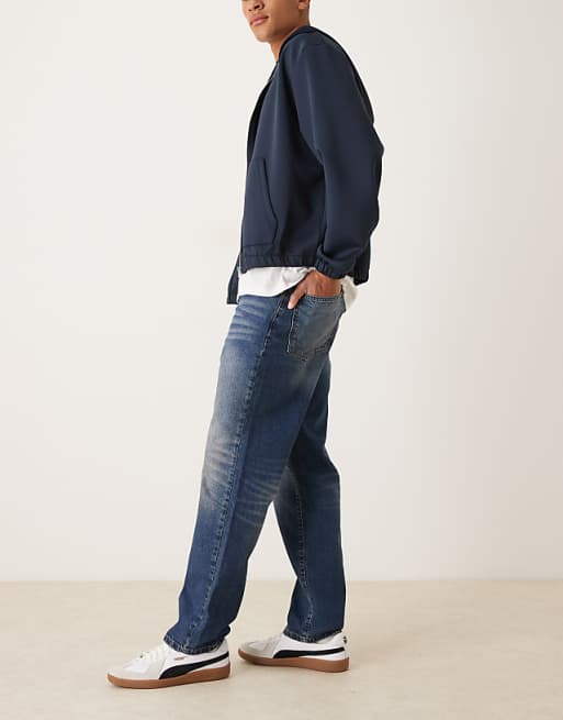 DESIGN Straight Jeans In Dark Wash Blue