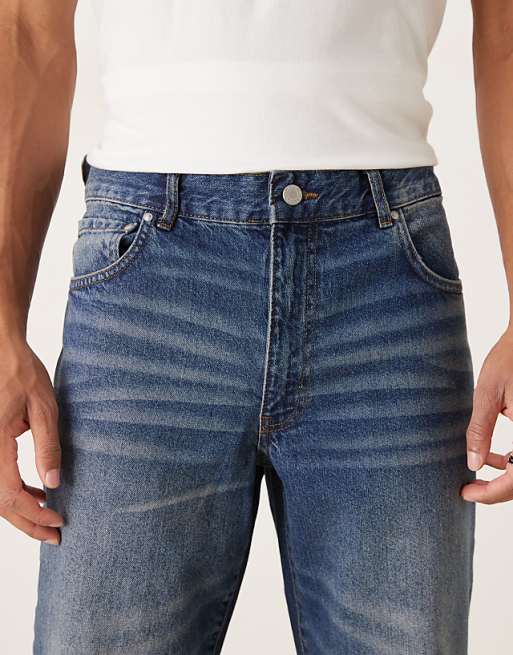 DESIGN Straight Jeans In Dark Wash Blue