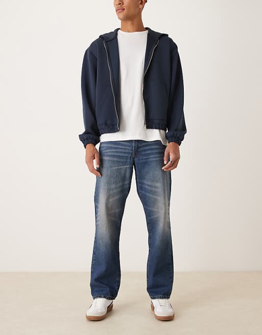 DESIGN straight jeans in dark wash blue