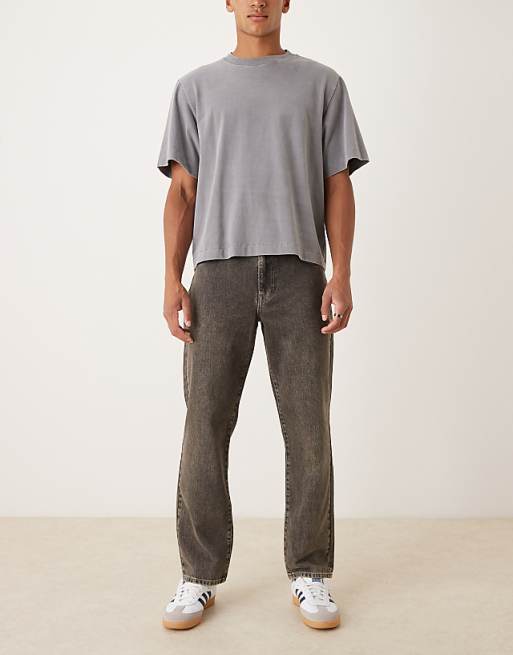 DESIGN straight jeans in grey wash with tint