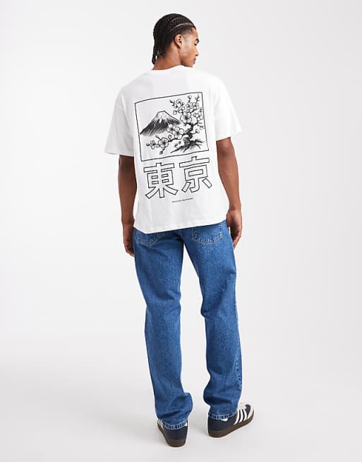 DESIGN Straight Jeans In Mid Wash Blue