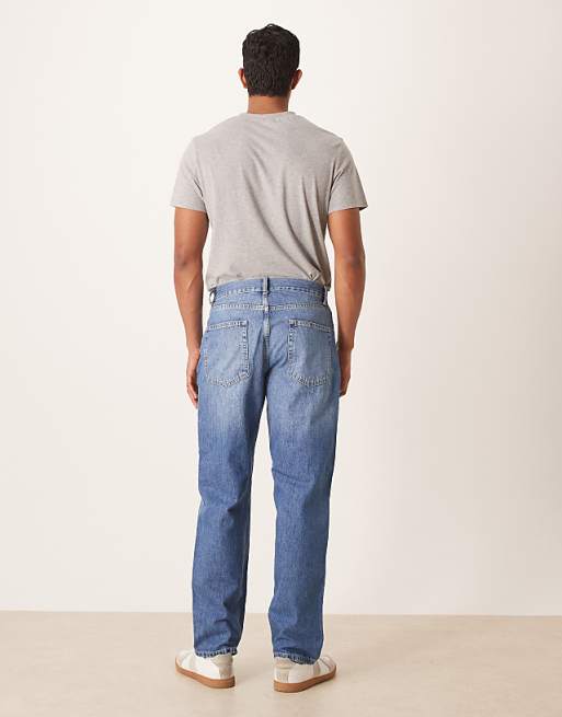 DESIGN Straight Jeans In Vintage Mid Wash Blue