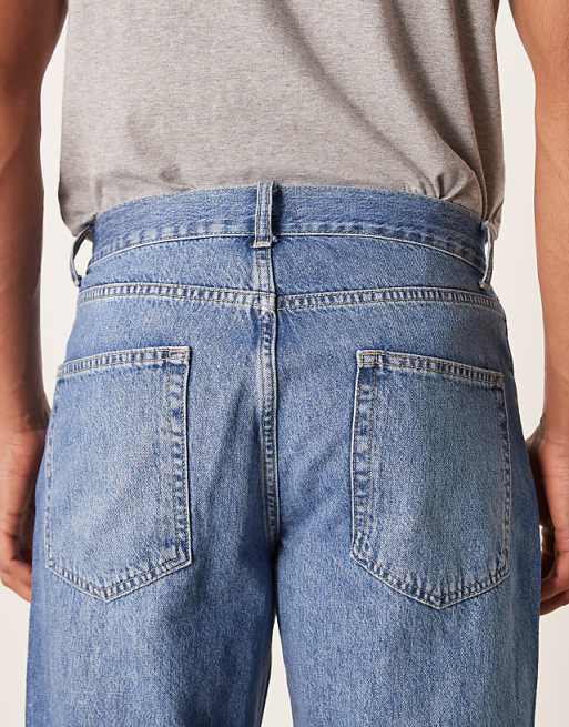 DESIGN Straight Jeans In Vintage Mid Wash Blue