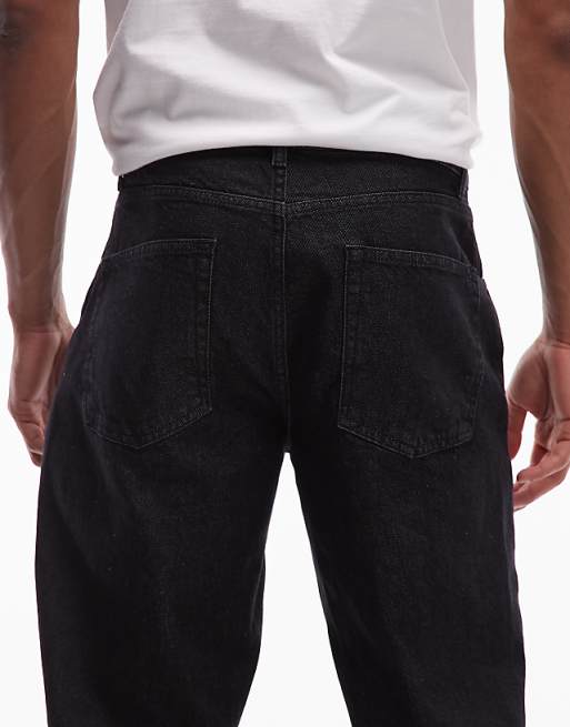 DESIGN Straight Leg Coated Jeans In Black
