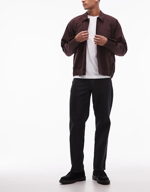DESIGN straight leg coated jeans in black