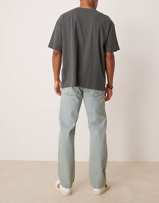 DESIGN Straight Leg Jeans In Green Tint