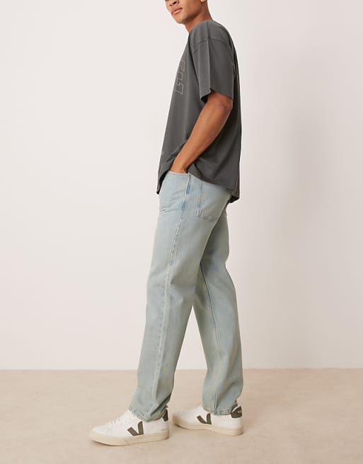 DESIGN Straight Leg Jeans In Green Tint