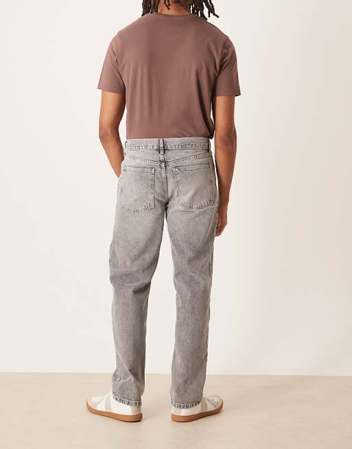 DESIGN Straight Leg Jeans In Heavy Grey Wash