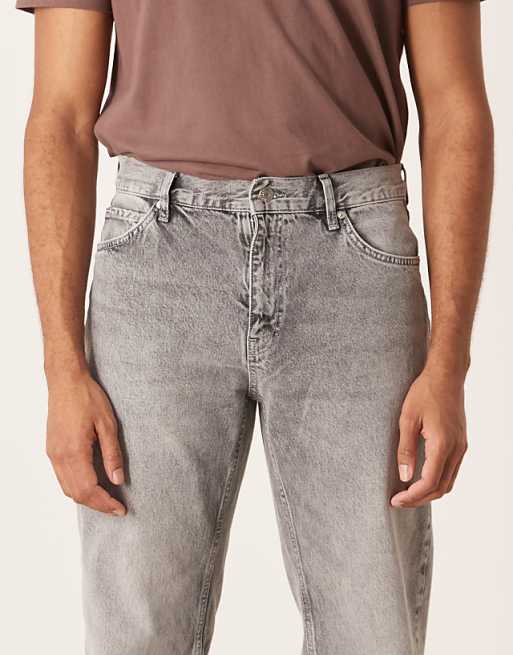 DESIGN Straight Leg Jeans In Heavy Grey Wash