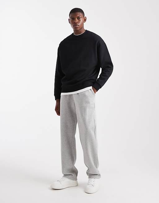 DESIGN Straight Leg Jogger With Side Pipping In Grey Marl