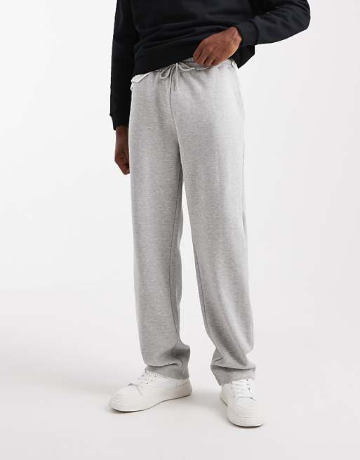 DESIGN straight leg jogger with side pipping in grey marl