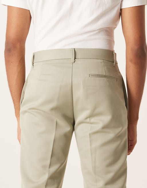 DESIGN Straight Leg Smart Cropped Trouser With Pintuck Detail In Sage Green