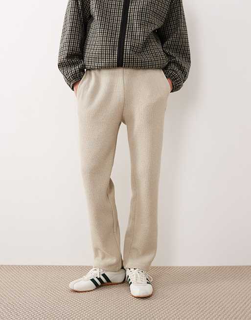 DESIGN Straight Leg Textured Jogger In Beige
