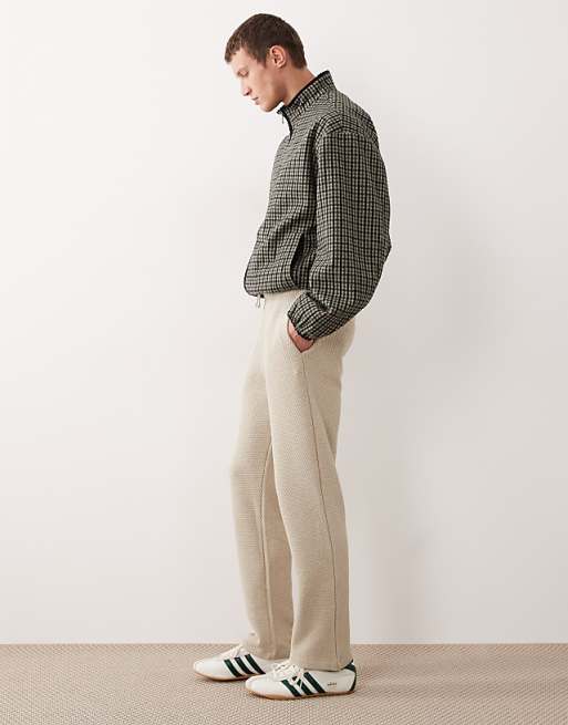 DESIGN Straight Leg Textured Jogger In Beige