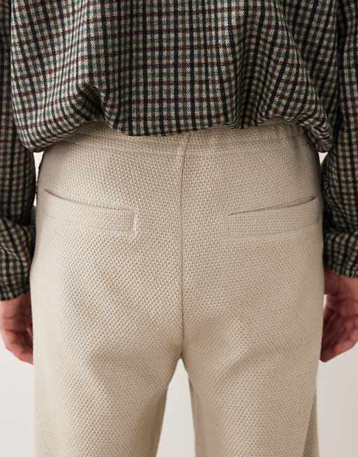 DESIGN Straight Leg Textured Jogger In Beige