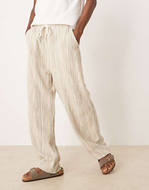 DESIGN Straight Leg Textured Joggers In Sage Green