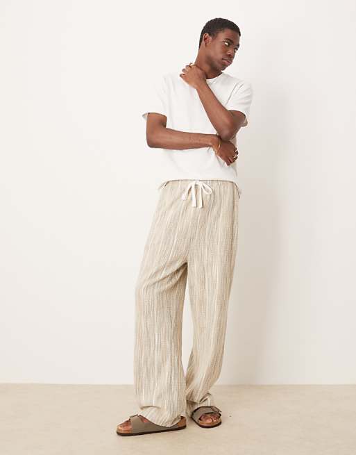 DESIGN straight leg textured joggers in sage green