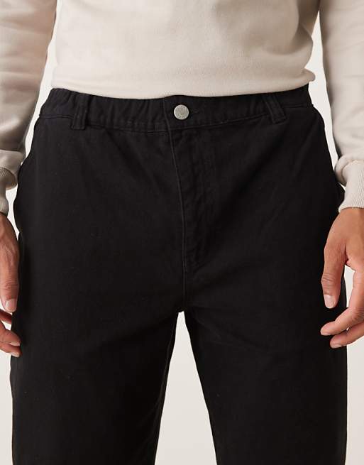 DESIGN Straight Pull On Chinos In Black