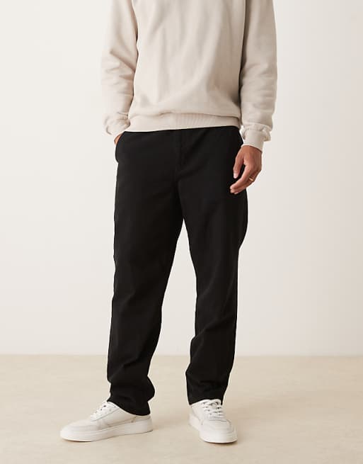 DESIGN straight pull on chinos in black