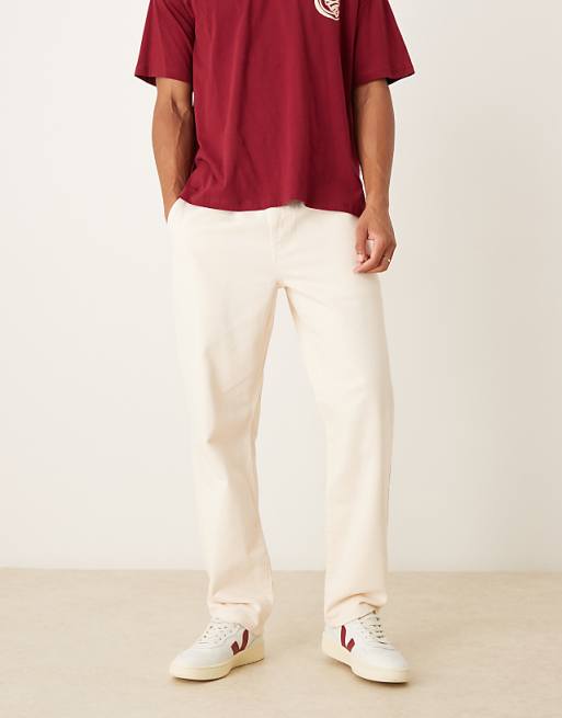 DESIGN Straight Pull On Chinos In Ecru