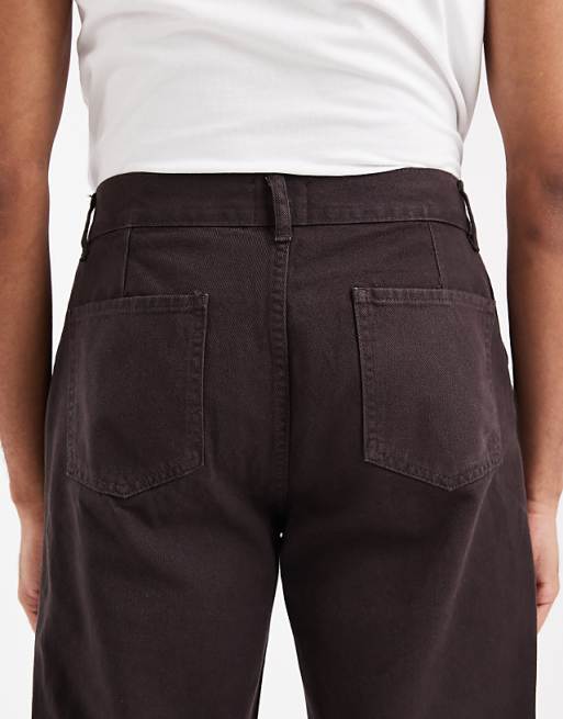 DESIGN Straight Trousers In Brown
