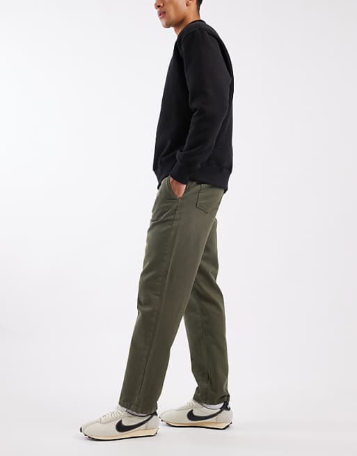 DESIGN Straight Trousers In Khaki