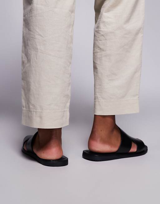 DESIGN Strap Sandals In Black Leather