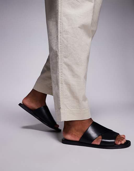 DESIGN strap sandals in black leather