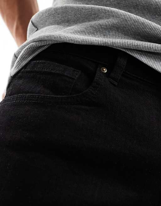 DESIGN Stretch Slim Regular Length Denim Shorts In Black