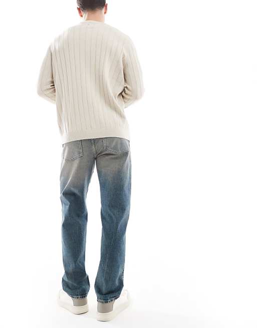 DESIGN Stretch Straight Jeans With Tint In Light Wash Blue