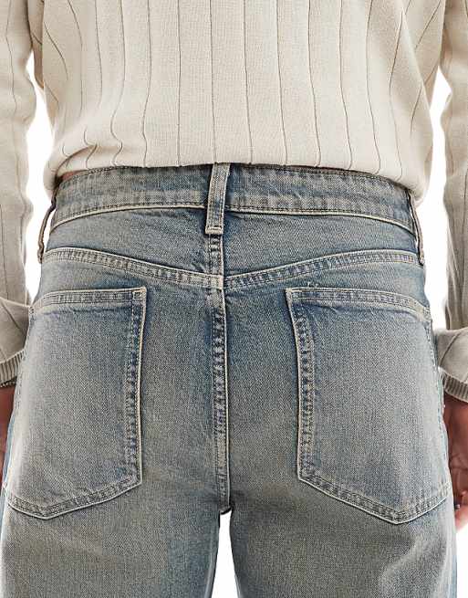 DESIGN Stretch Straight Jeans With Tint In Light Wash Blue