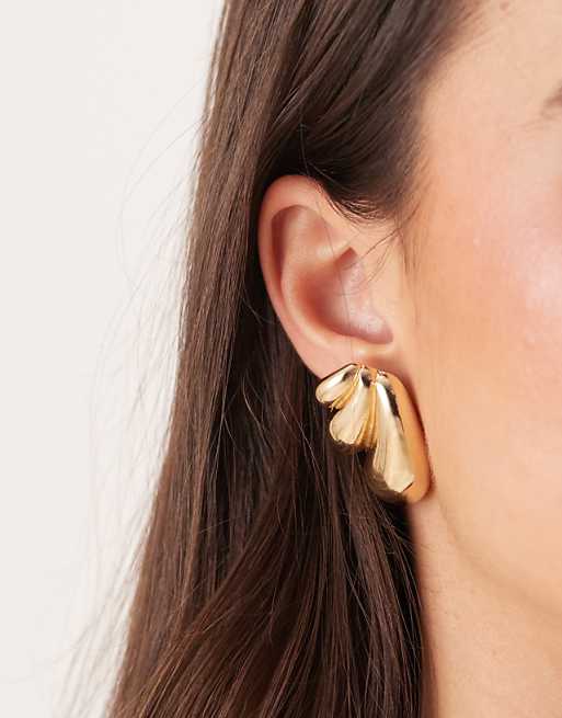 DESIGN stud earrings in bubble design in gold tone