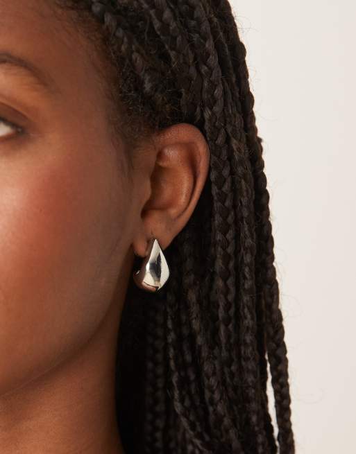 DESIGN Stud Tear-drop Earrings In Silver Tone