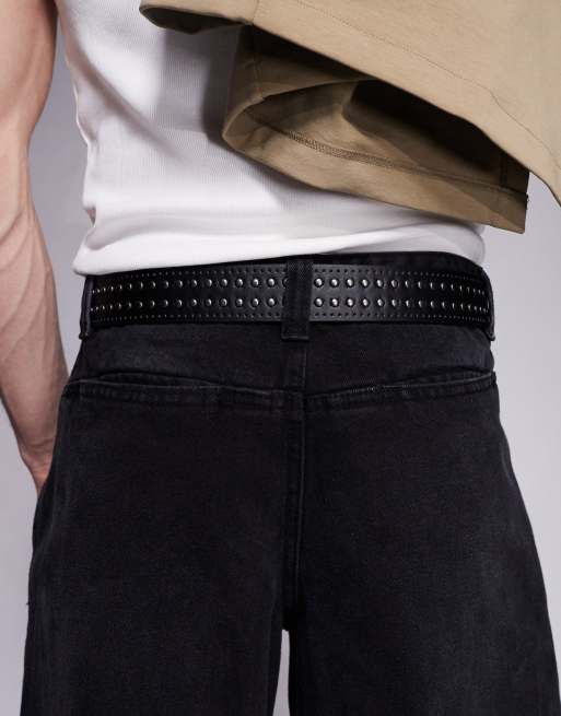 DESIGN Studs And Stamp Belt In Black