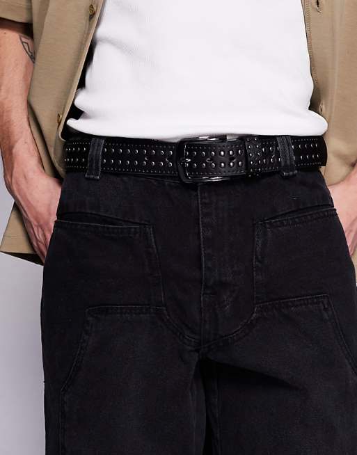 DESIGN studs and stamp belt in black