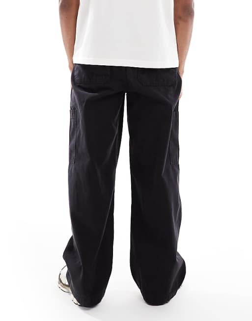 DESIGN Super Baggy Cargo Trousers In Black