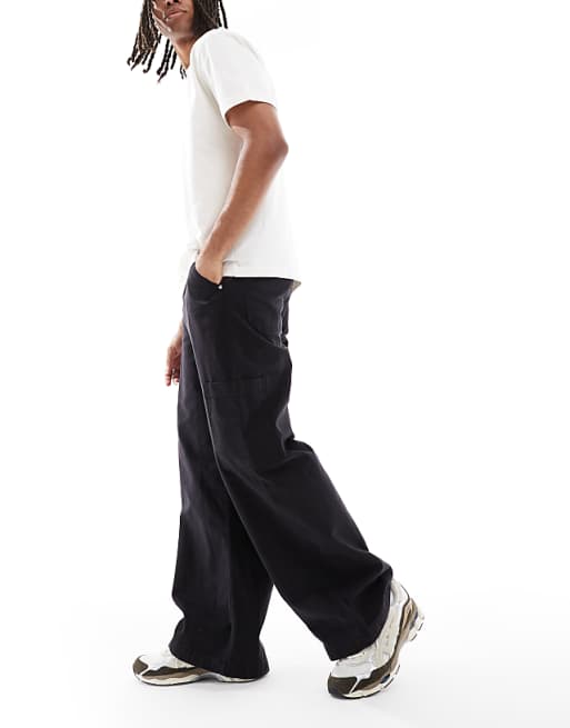 DESIGN super baggy cargo trousers in black