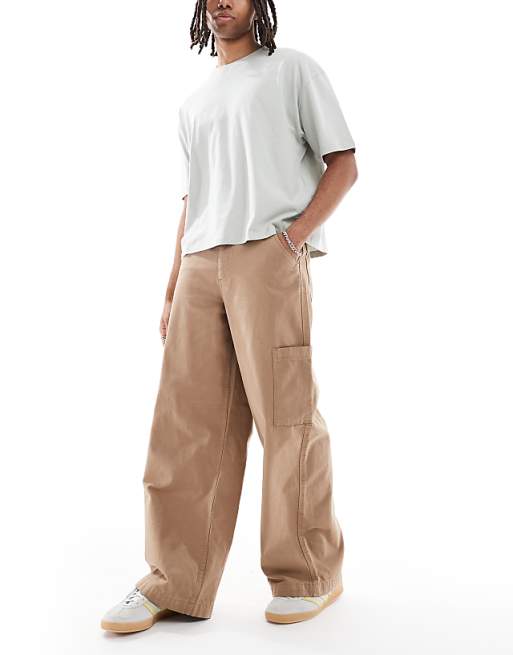 DESIGN super baggy cargo trousers in brown