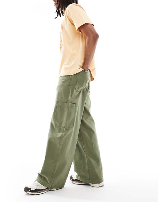 DESIGN Super Baggy Cargo Trousers In Khaki