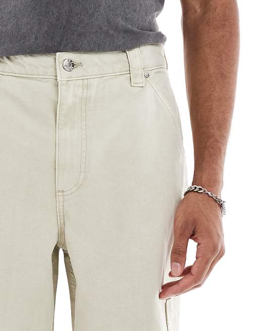 DESIGN Super Baggy Cargo Trousers In Stone