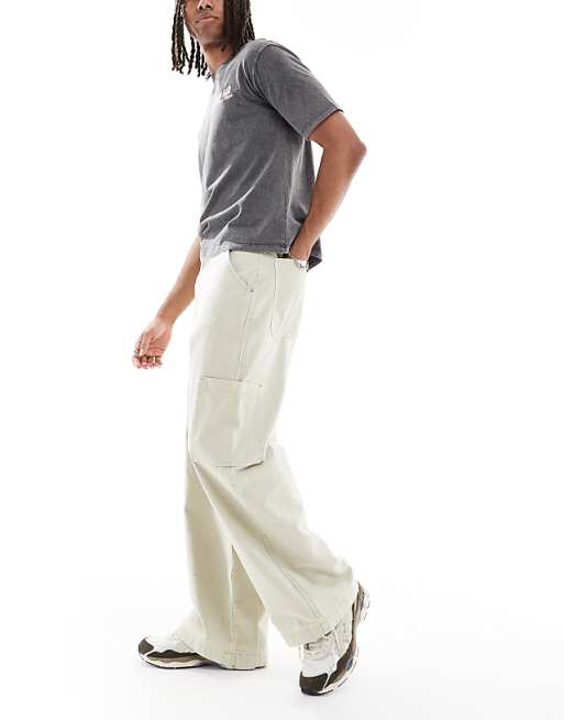 DESIGN super baggy cargo trousers in stone