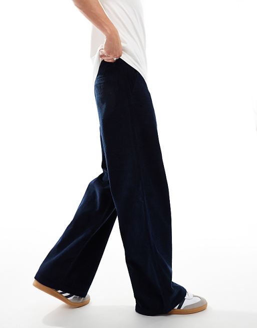 DESIGN super baggy fit cord trouser in navy