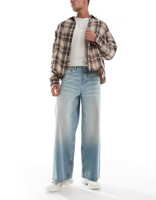 DESIGN super baggy fit jeans in light wash blue