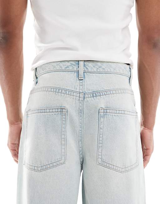 DESIGN Super Baggy Jeans In Bleach Wash Blue