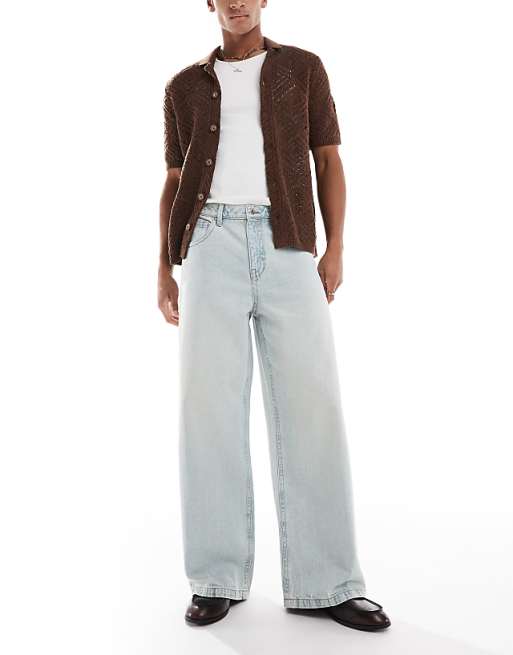 DESIGN super baggy jeans in bleach wash blue