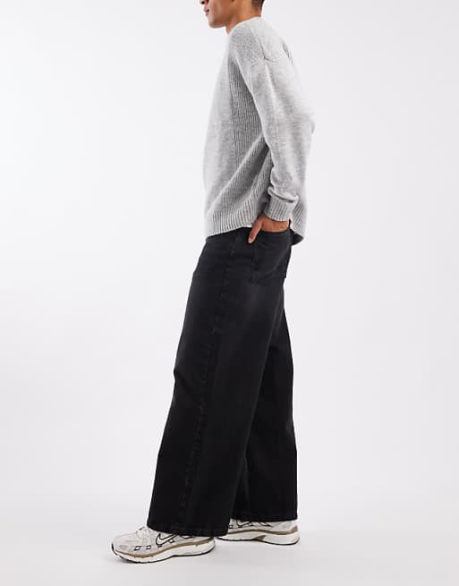 DESIGN Super Baggy Jeans In Washed Black